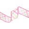 LaRibbons Wired Ribbon | White w/ Pastel Pink and Green Bias Plaid | 10 Yard Roll